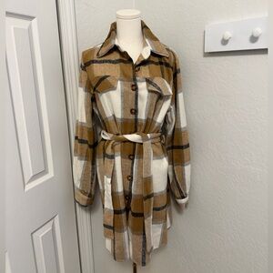 Plaid Belted Shirt Dress